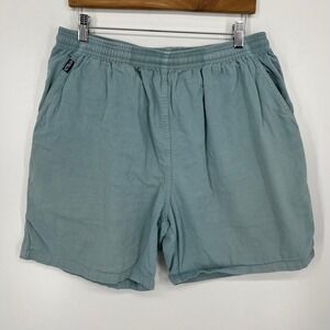 Crazy Shirts Hawaii Original Mens XL Teal Cotton Elastic Waist Shorts Vtg